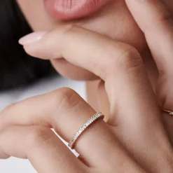 14k Dainty Stackable Full Eternity Baguette Diamond Ring