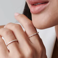 14k Dainty Stackable Full Eternity Baguette Diamond Ring