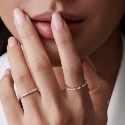 14k Dainty Stackable Full Eternity Baguette Diamond Ring