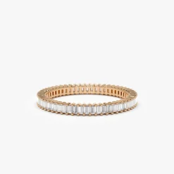 14k Dainty Stackable Full Eternity Baguette Diamond Ring