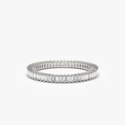 14k Dainty Stackable Full Eternity Baguette Diamond Ring