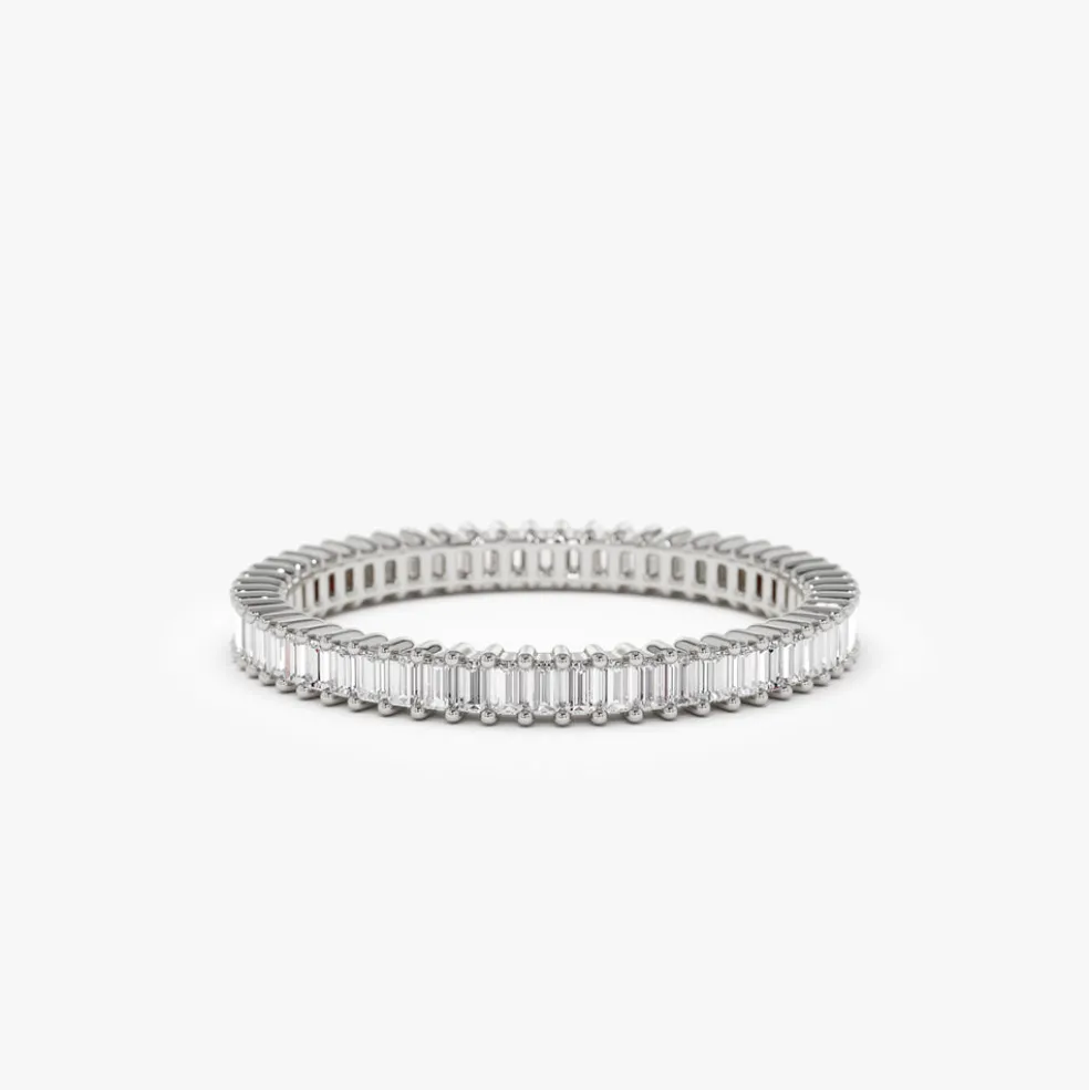 14k Dainty Stackable Full Eternity Baguette Diamond Ring