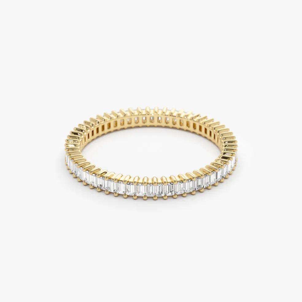 14k Dainty Stackable Full Eternity Baguette Diamond Ring