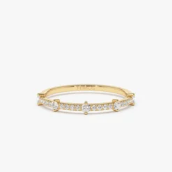 14k Dainty Stacking Diamond Wedding Band