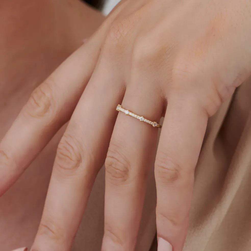 14k Dainty Stacking Diamond Wedding Band