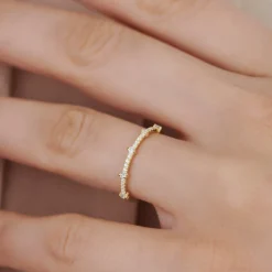14k Dainty Stacking Diamond Wedding Band