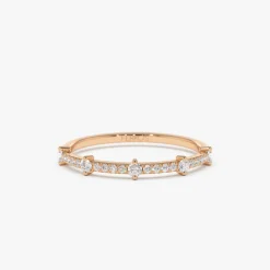 14k Dainty Stacking Diamond Wedding Band