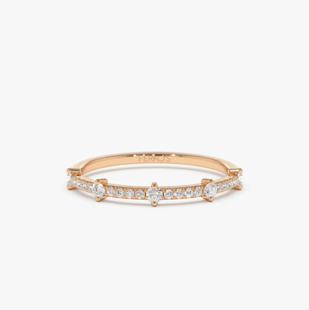 14k Dainty Stacking Diamond Wedding Band
