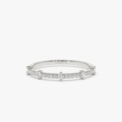 14k Dainty Stacking Diamond Wedding Band