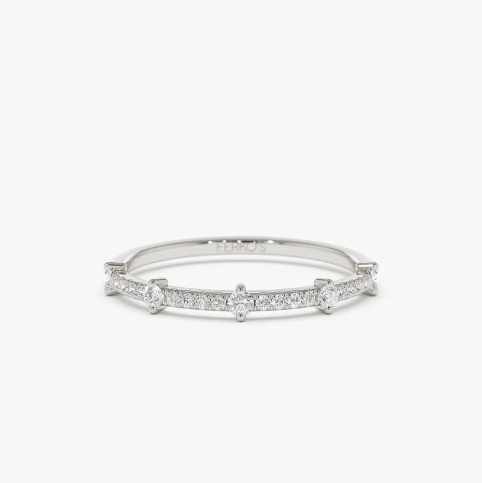 14k Dainty Stacking Diamond Wedding Band