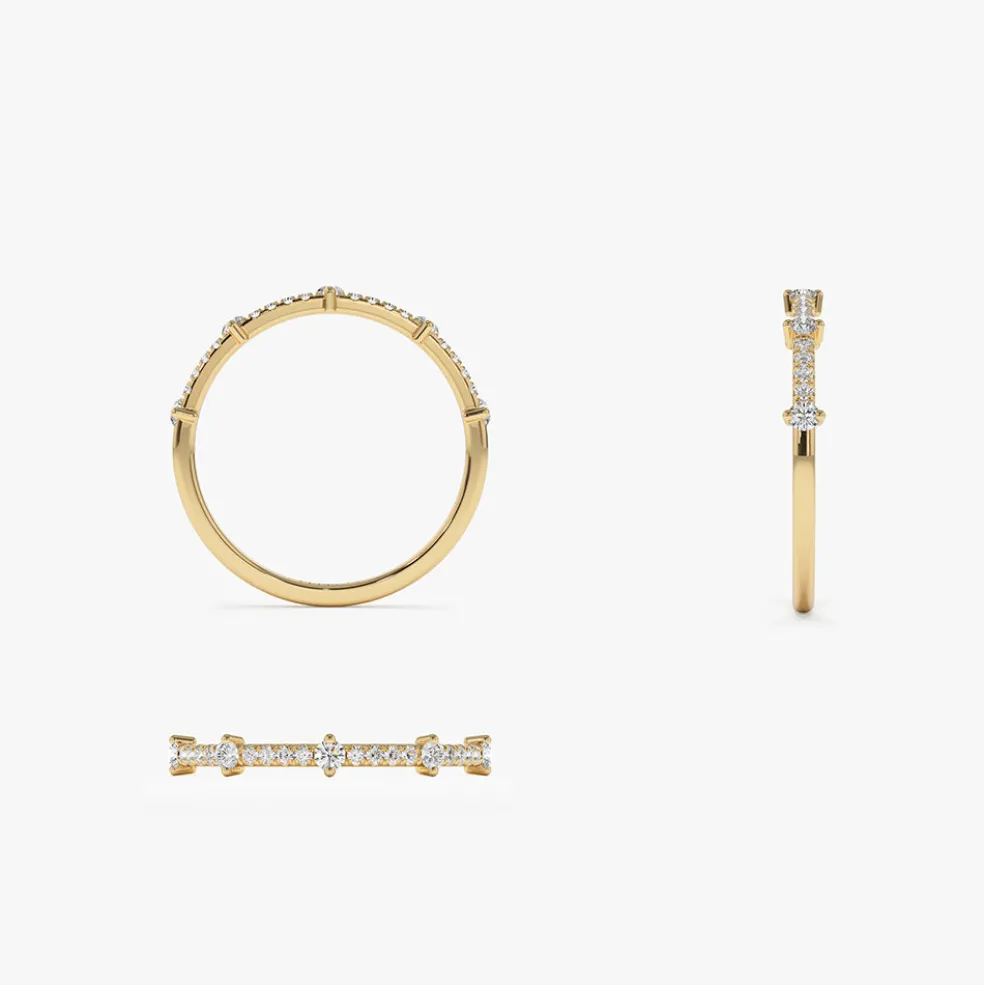 14k Dainty Stacking Diamond Wedding Band