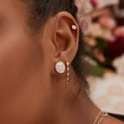 14k Dangling 4 Prong Diamond Drop Earrings