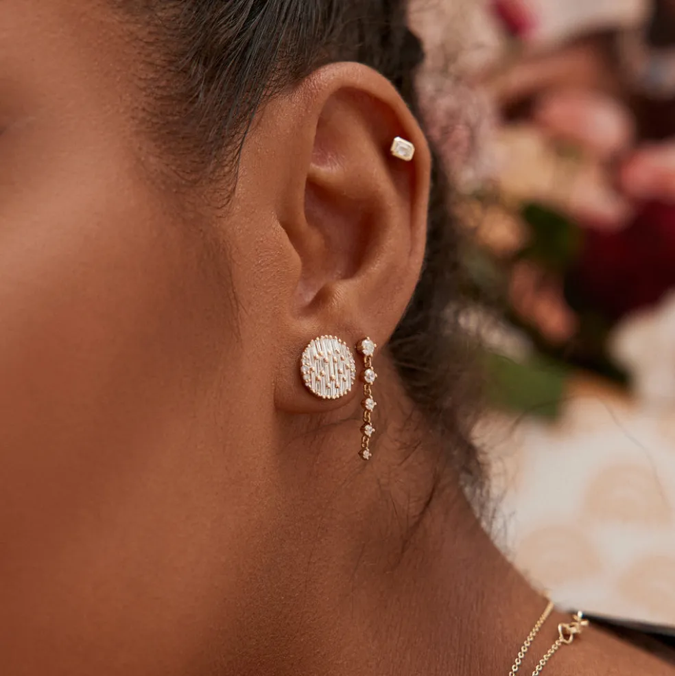 14k Dangling 4 Prong Diamond Drop Earrings