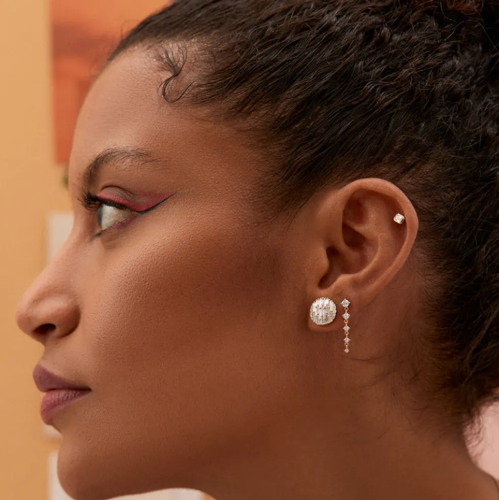 14k Dangling 4 Prong Diamond Drop Earrings