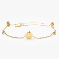 14k Dangling Diamond Bracelet with Dangling Gold Disc
