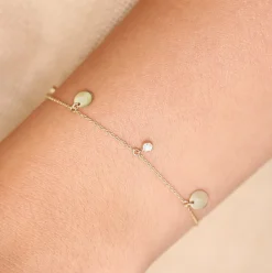 14k Dangling Diamond Bracelet with Dangling Gold Disc