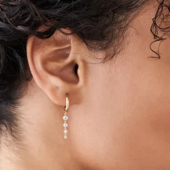 14k Dangling Diamond Drop Earrings