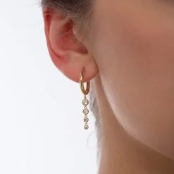 14k Dangling Diamond Drop Earrings