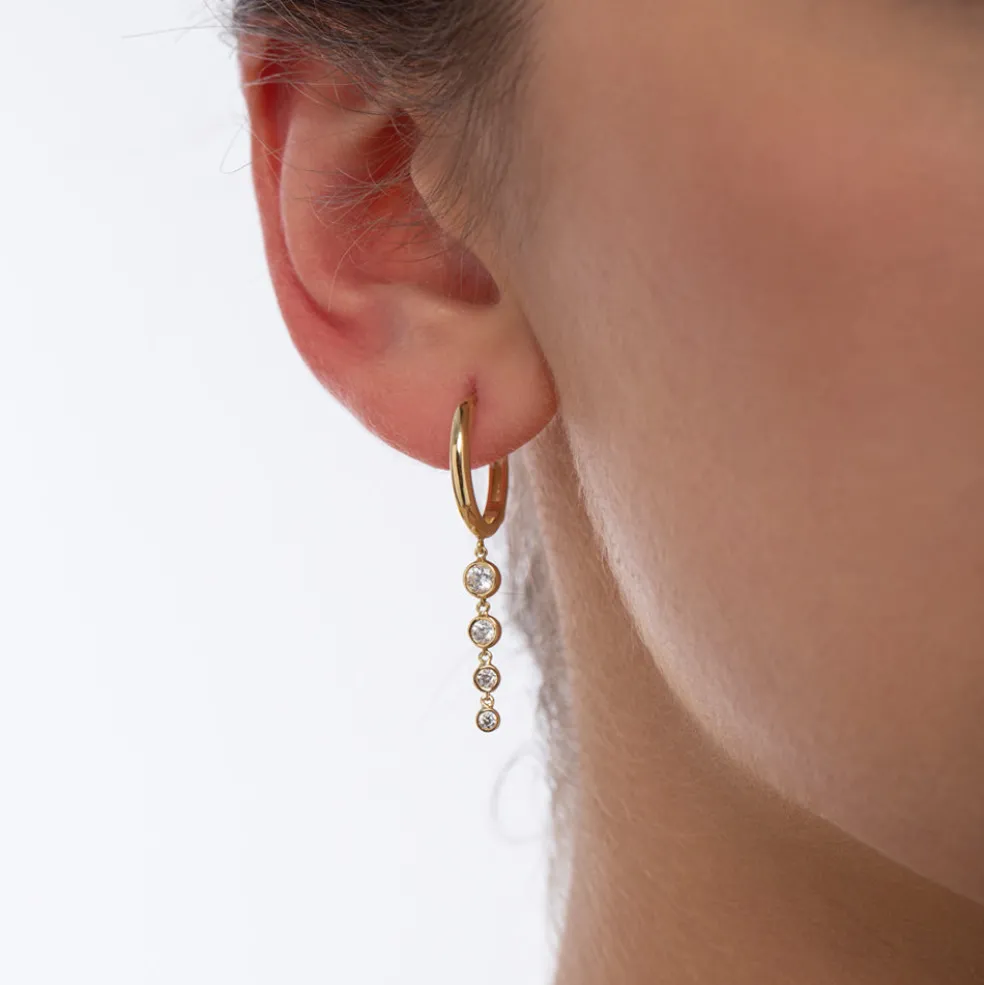 14k Dangling Diamond Drop Earrings