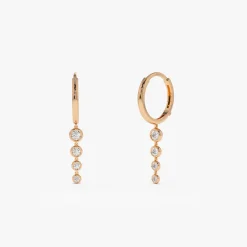 14k Dangling Diamond Drop Earrings