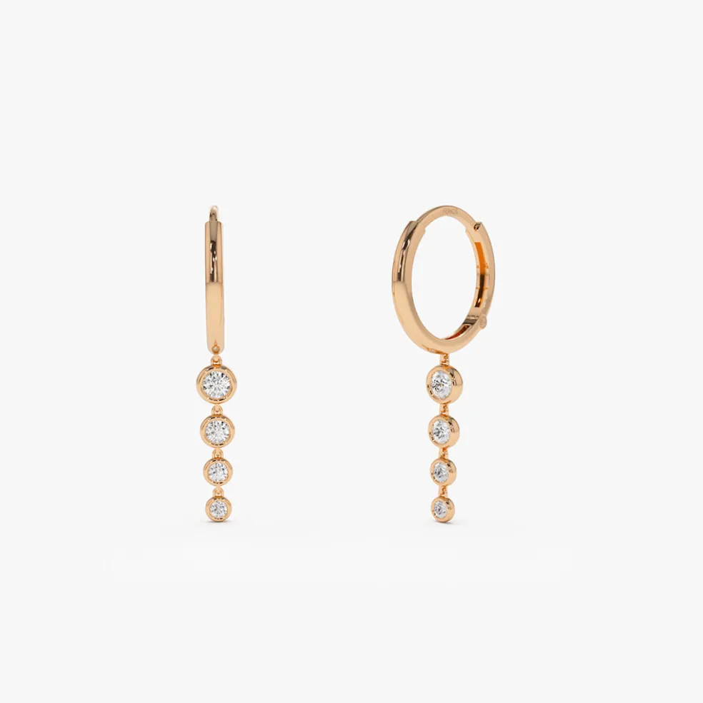 14k Dangling Diamond Drop Earrings