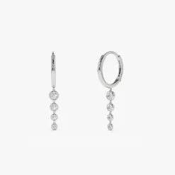 14k Dangling Diamond Drop Earrings