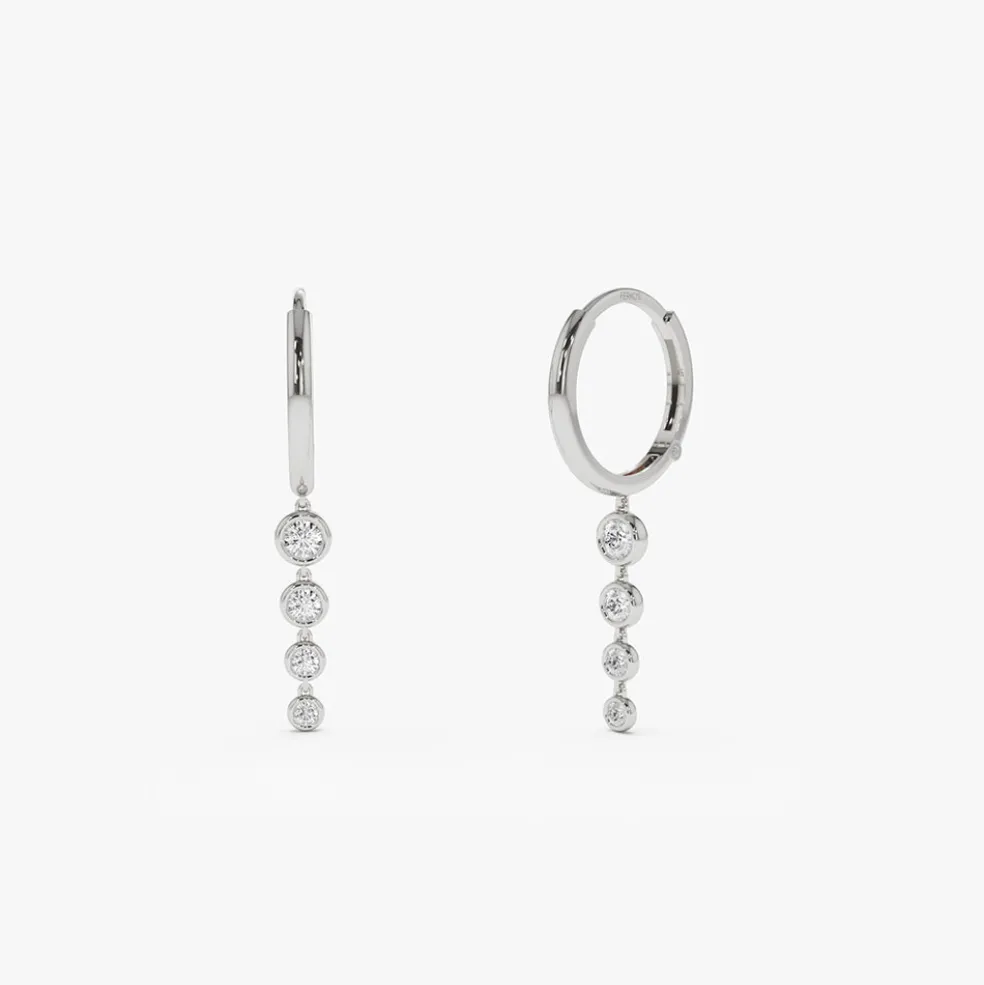 14k Dangling Diamond Drop Earrings