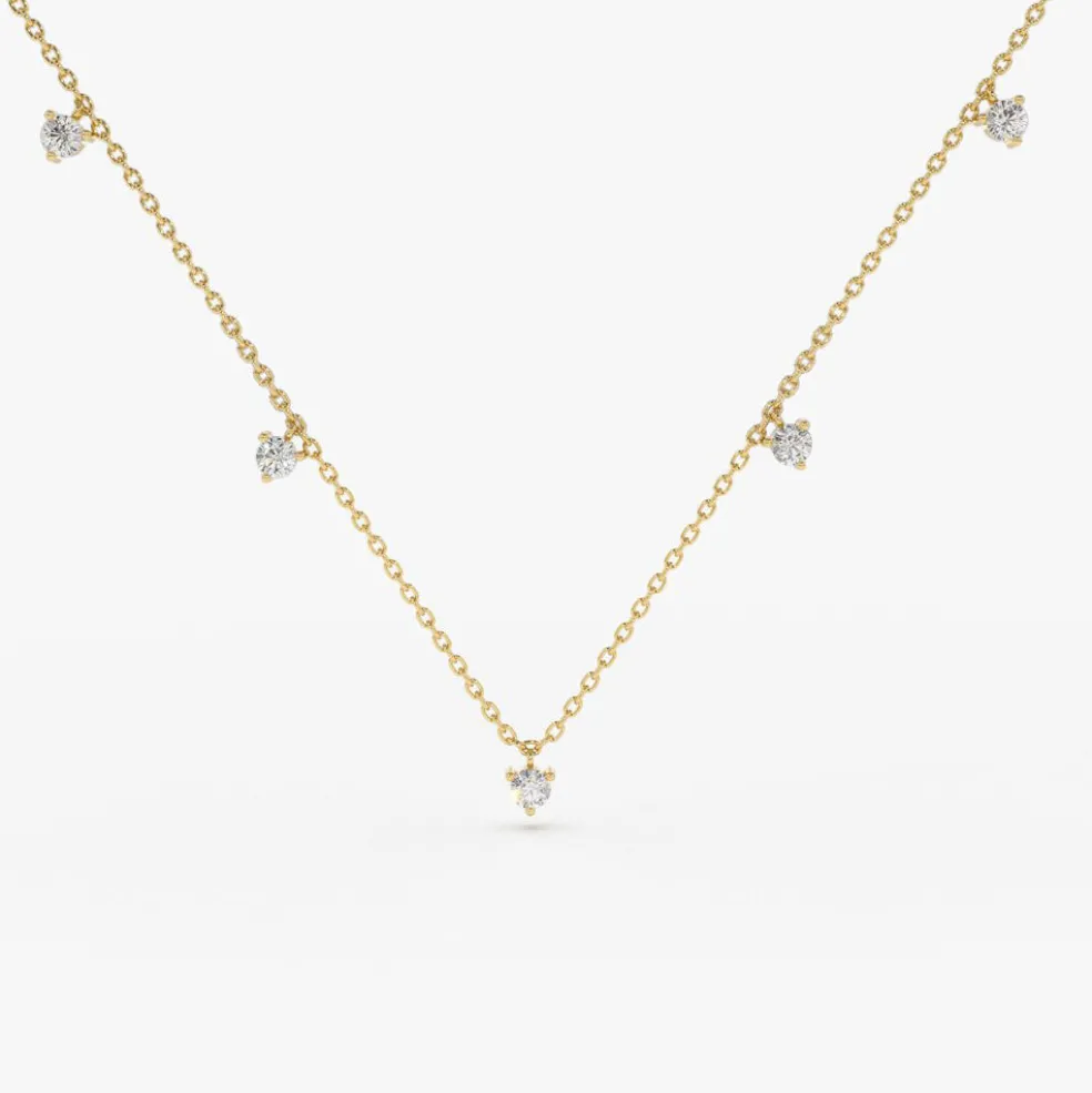 14k Dangling Diamond Solitaire Necklace