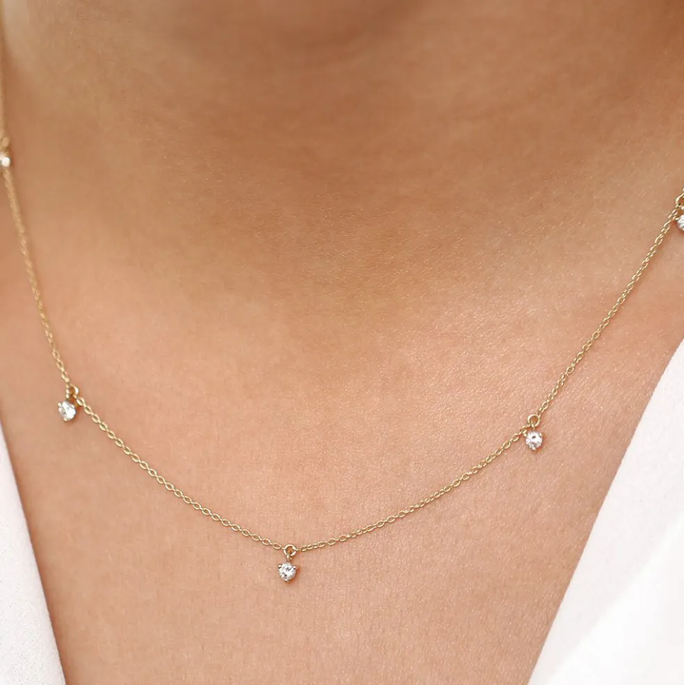 14k Dangling Diamond Solitaire Necklace