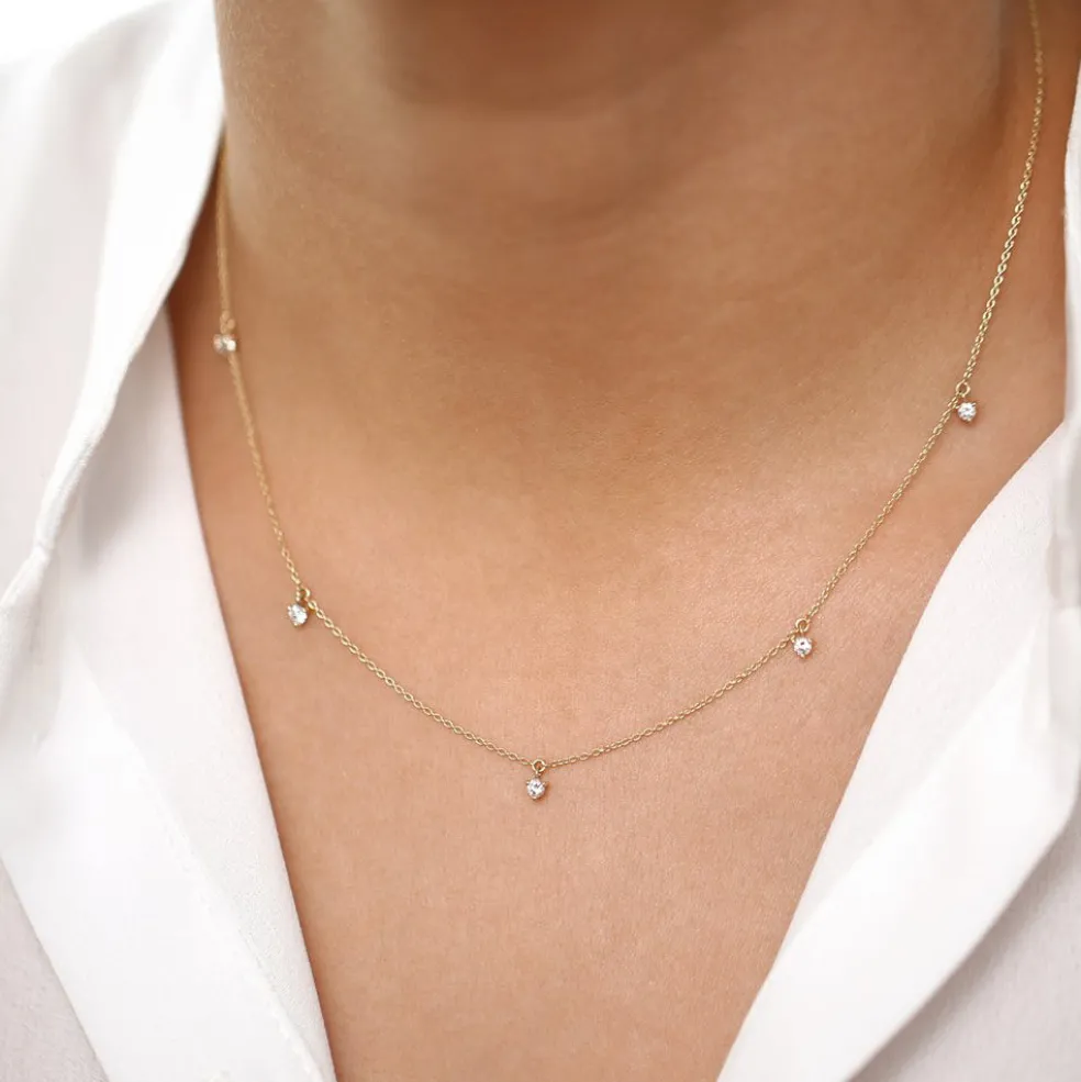 14k Dangling Diamond Solitaire Necklace