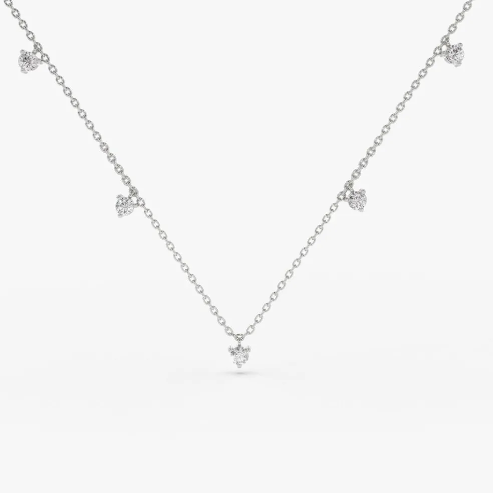 14k Dangling Diamond Solitaire Necklace