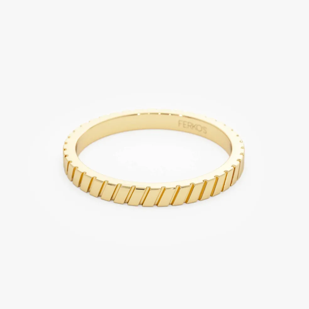 14k Diagonal Fluted Band Ring