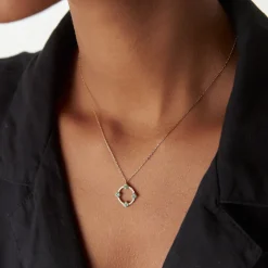 14k Diamond and Emerald Clover Necklace