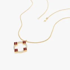 14k Diamond and Ruby Clover Necklace
