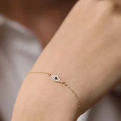 14k Diamond and Sapphire Evil Eye Bracelet