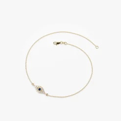 14k Diamond and Sapphire Evil Eye Bracelet