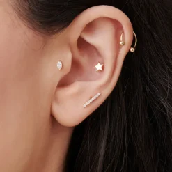 14k Diamond Bar Helix Piercing