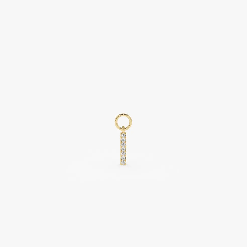 14k Diamond Bar Hoop Charm