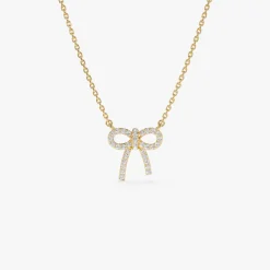 14k Diamond Bow Necklace