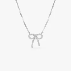 14k Diamond Bow Necklace