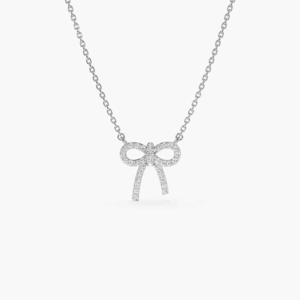 14k Diamond Bow Necklace