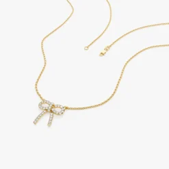 14k Diamond Bow Necklace