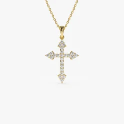 14k Diamond Cross Charm 0.45 ctw
