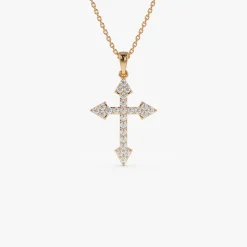 14k Diamond Cross Charm 0.45 ctw
