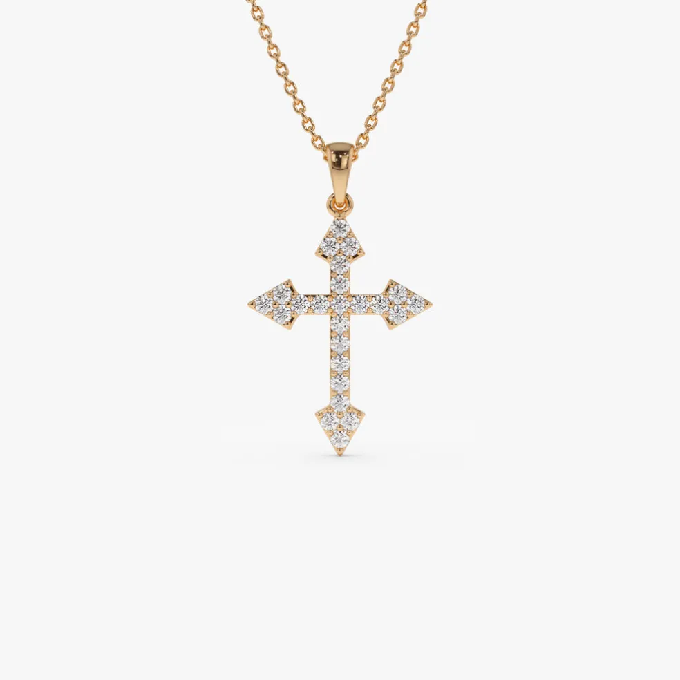 14k Diamond Cross Charm 0.45 ctw