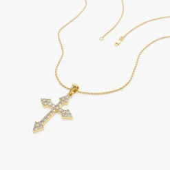 14k Diamond Cross Charm 0.45 ctw