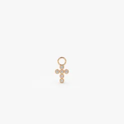 14k Diamond Cross Hoop Charm