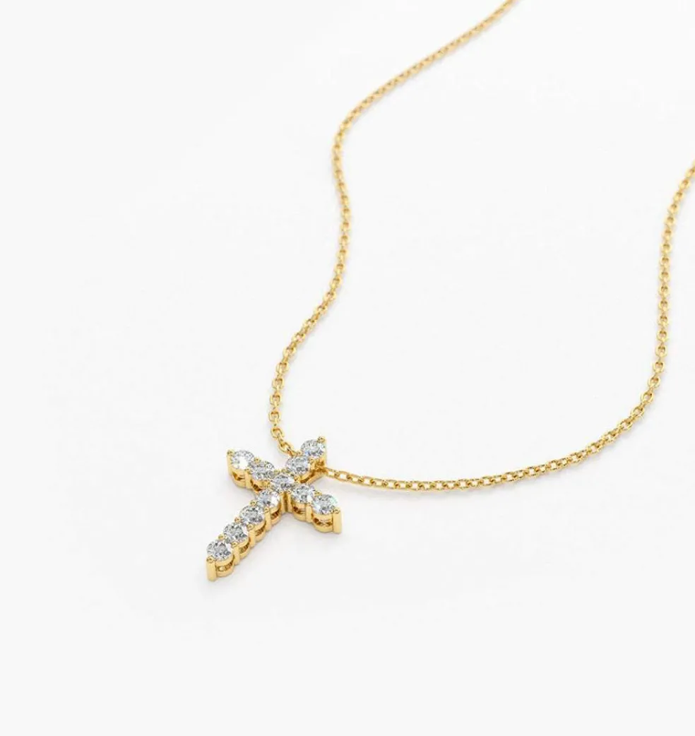 14k Diamond Cross Necklace