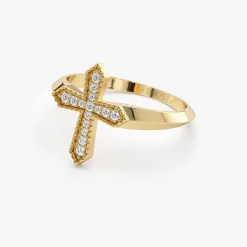 14k Diamond Cross Ring