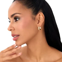 14k Diamond Cut Tetured Hoop Earrings